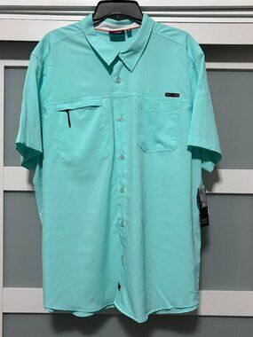 Salt Life SLX UPF 50 Aruba Blue Button Front Fishing Outdoor Shirt sz 2XL NWT